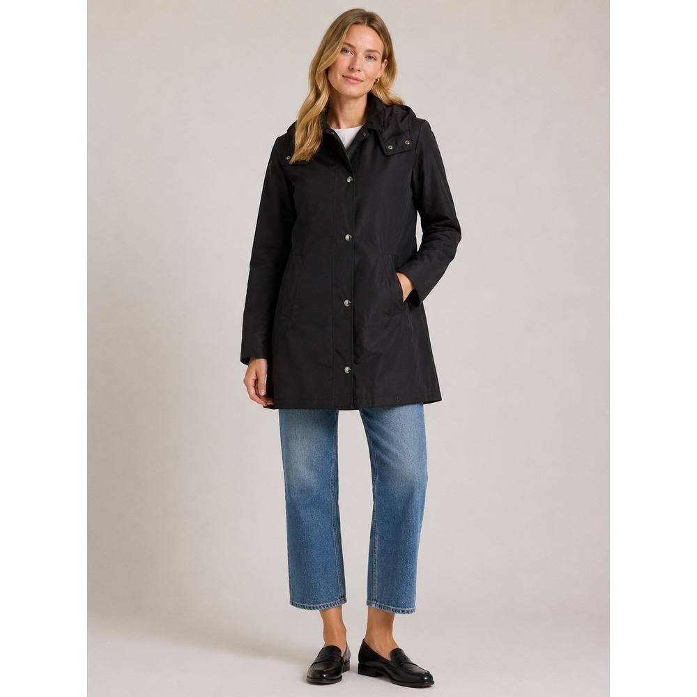 Lauren Ralph Lauren Women Jacket Size S Black Hooded Quilted Trench Coat Lined